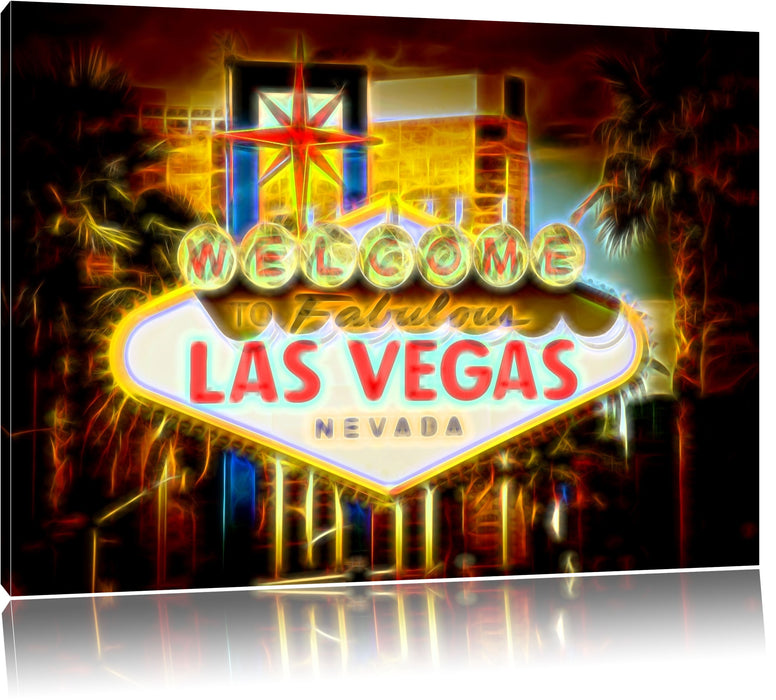 Pixxprint Ortseingangsschild Las Vegas, Leinwandbild