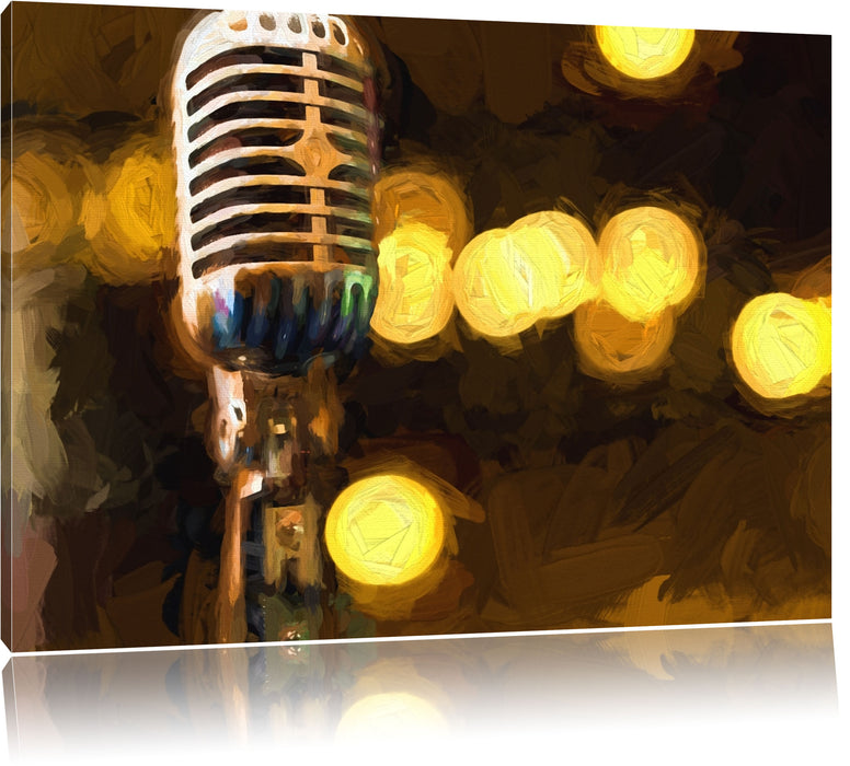 Pixxprint Mikrofon Rockabilly Retro, Leinwandbild