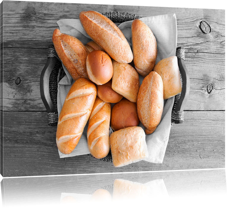 Pixxprint Leckere Knusprige Brötchen, Leinwandbild