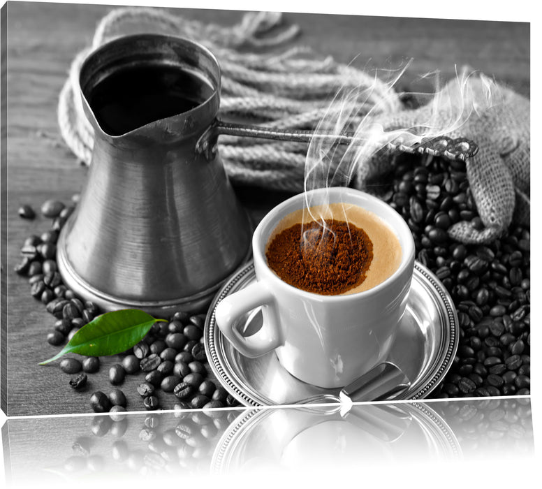 Pixxprint Kaffe mit Kännchen, Leinwandbild