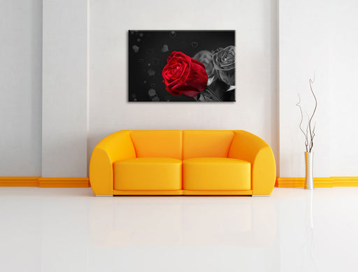 rote Rosen zum Valentinstag Leinwandbild über Sofa