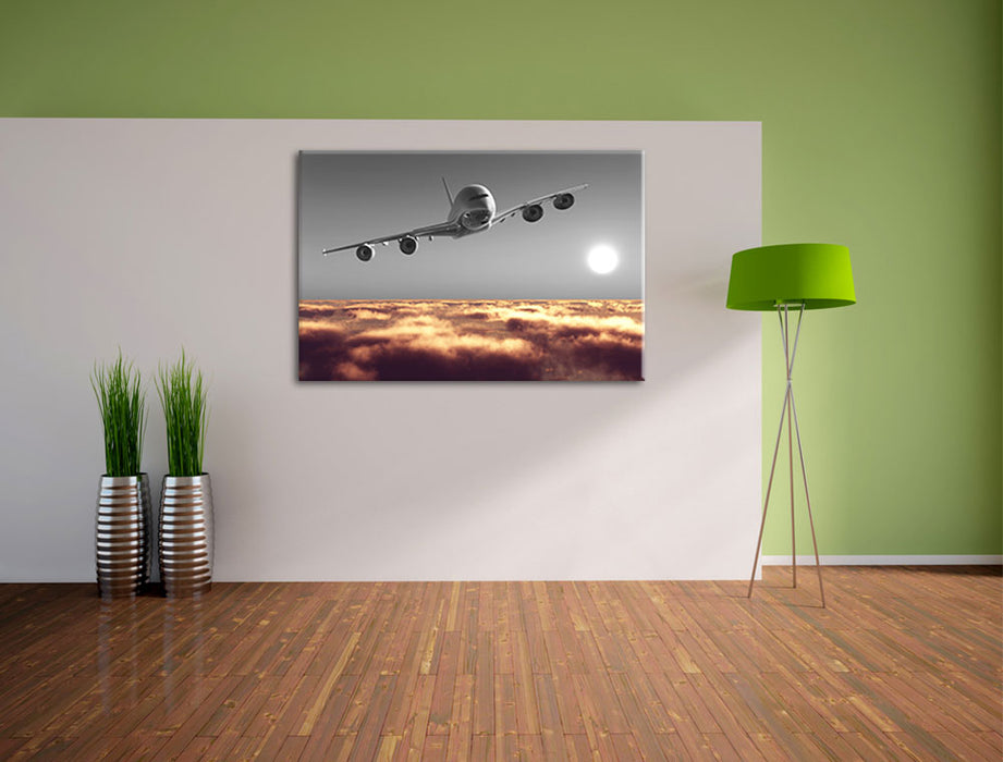 Flugzeug über Wolkenmeer Leinwandbild im Flur