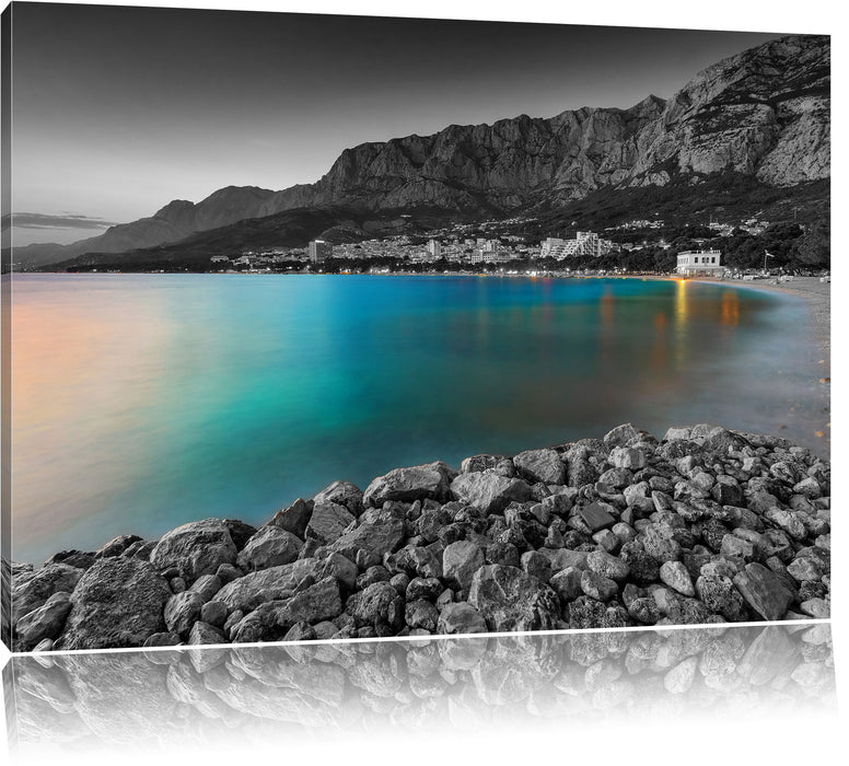Pixxprint Strand in Makarska Kroatien, Leinwandbild