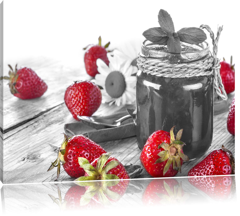 Pixxprint Erdbeeren Marmelade, Leinwandbild