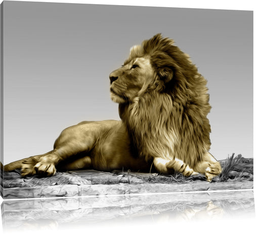 majestäischer Löwe auf Fels Leinwandbild