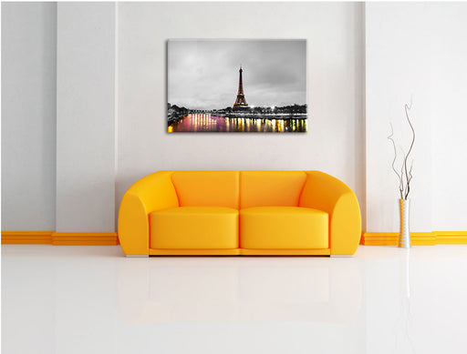 Eifelturm in Paris B&W Leinwandbild über Sofa
