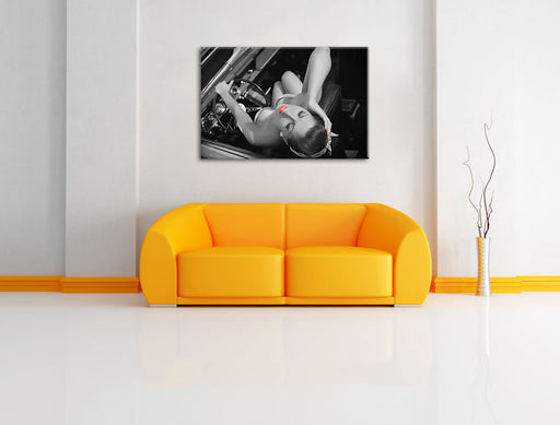 Rockabilly Retro Style Leinwandbild über Sofa