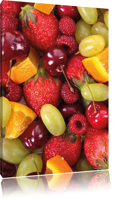 Früchtemix Erdbeeren Weintrauben Leinwandbild