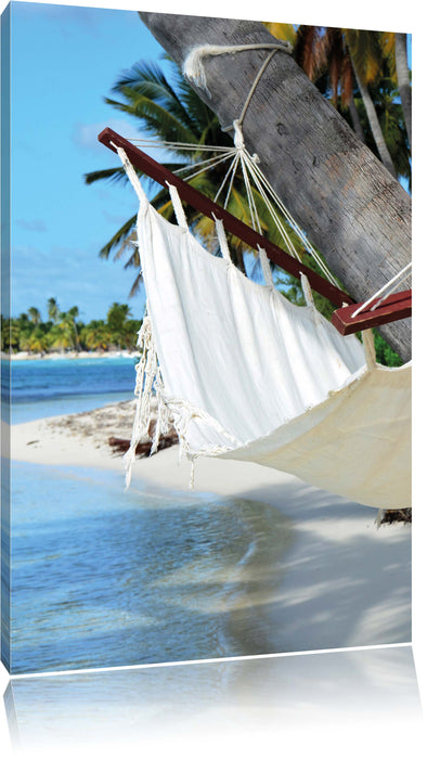 Pixxprint Malediven Palme Strand Sonne, Leinwandbild