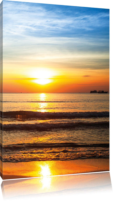 Pixxprint Malibu Beach Sonnenaufgang, Leinwandbild