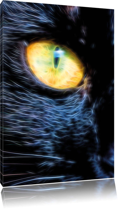 Pixxprint Schwarze Katze orangene Augen, Leinwandbild