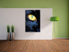 Schwarze Katze orangene Augen Leinwandbild im Flur