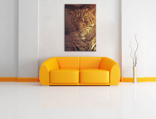 Wunderschöner Leopard Leinwandbild über Sofa