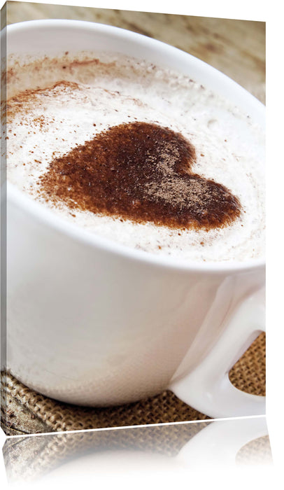 Pixxprint Kaffe mit Herz, Leinwandbild