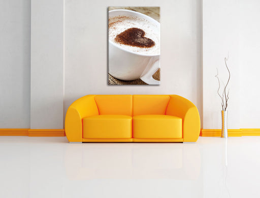 Kaffe mit Herz Leinwandbild über Sofa