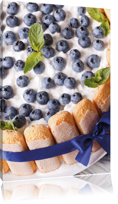 Pixxprint Obsttorte Blaubeeren, Leinwandbild