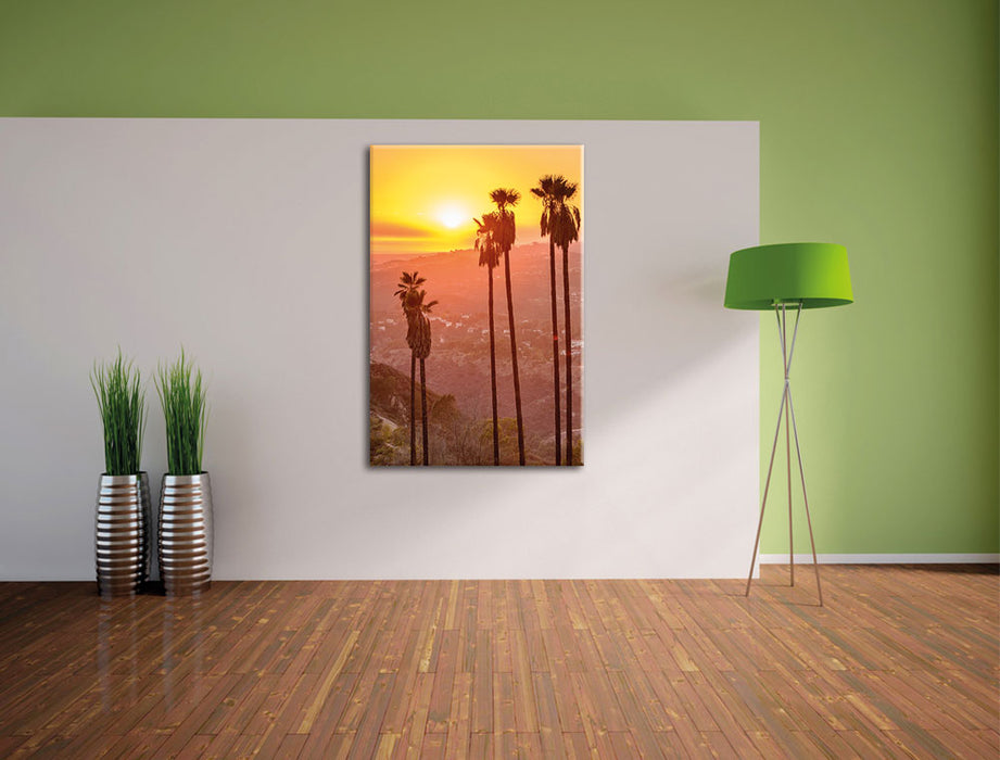 Palmen im Sonnenuntergang Leinwandbild im Flur