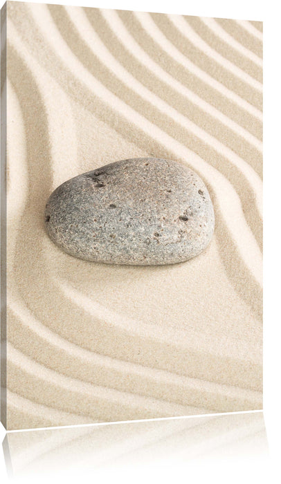 Stein im Sandmuster Leinwandbild