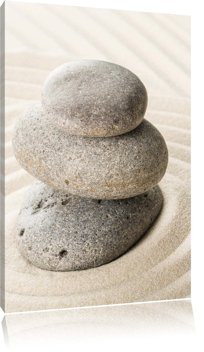 Pixxprint Zensteine im Sand mit Muster, Leinwandbild