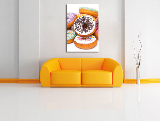 Donut Kuchen Liebesperlen Leinwandbild über Sofa