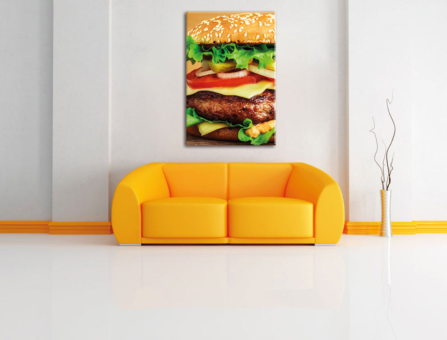 Hamburger Cheesburger Leinwandbild über Sofa