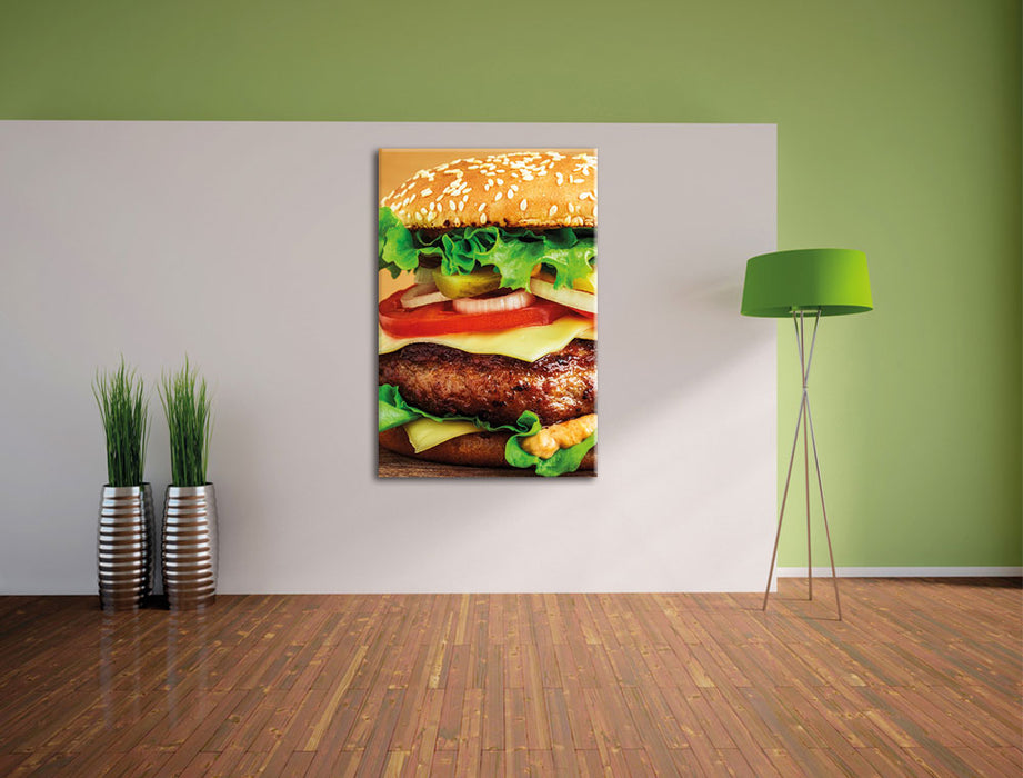 Hamburger Cheesburger Leinwandbild im Flur