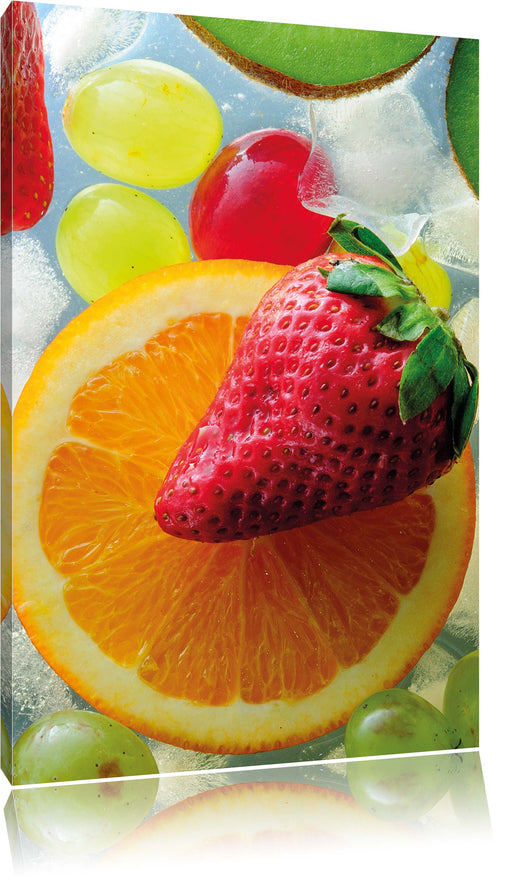 Orange mit Erdbeere Leinwandbild