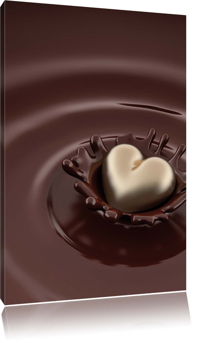 Pixxprint Goldherz in Schoko, Leinwandbild