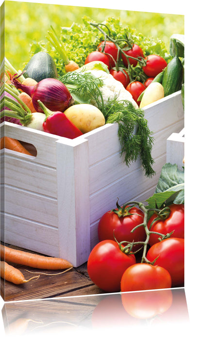 Pixxprint Obst Gemüse Gurke Tomaten, Leinwandbild
