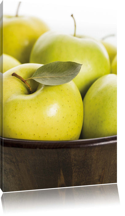 Pixxprint Apfel Schale mit grünen Äpfeln, Leinwandbild