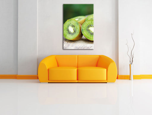 Kiwi Fruits Früchte Grün Leinwandbild über Sofa