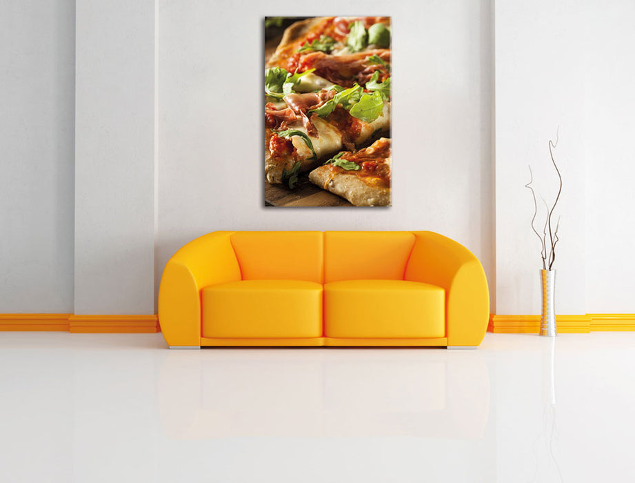 Steinofenpizza Leinwandbild über Sofa