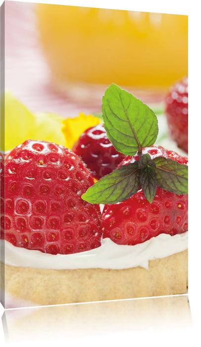 Pixxprint Kuchen Bisquit Kaffee Trinken Tee, Leinwandbild