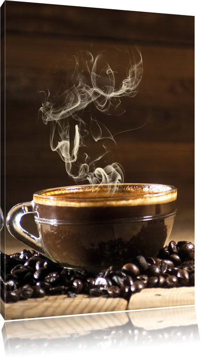 Pixxprint Kaffeebohnen Kaffee Kuchen, Leinwandbild