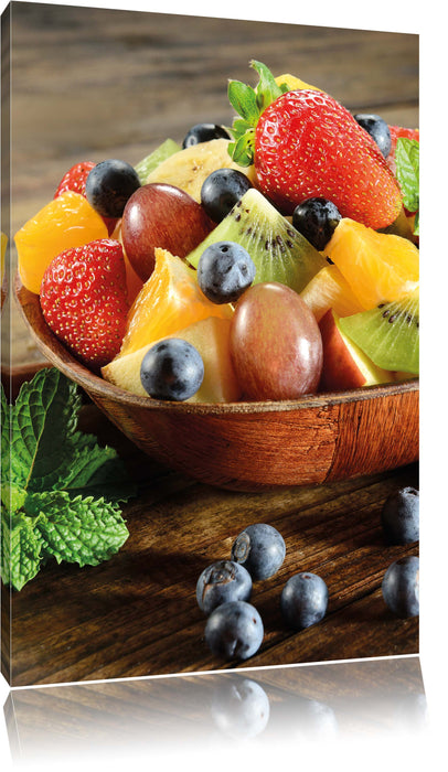 Pixxprint Apfel Kirsche Obstkorb, Leinwandbild