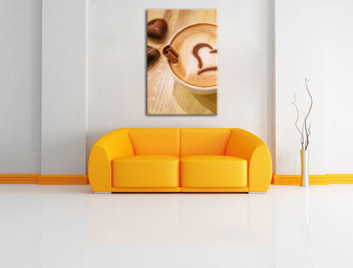 Kaffee Herz aus Schaum Cappucino Leinwandbild über Sofa
