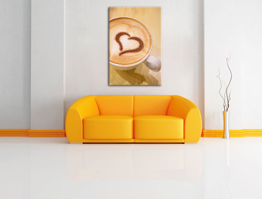 Kaffee Herz aus Schaum Cappucino Leinwandbild über Sofa