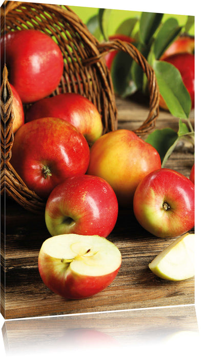 Pixxprint Äpfel Früchte Äpfelkorb, Leinwandbild