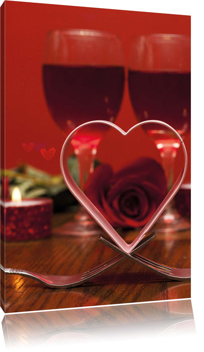Pixxprint Candle Light Dinner Wein, Leinwandbild
