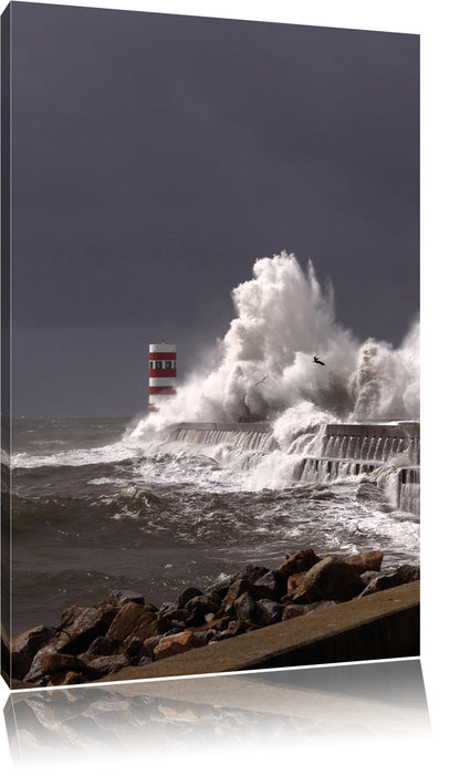 Pixxprint Küste Meer Wellen, Leinwandbild