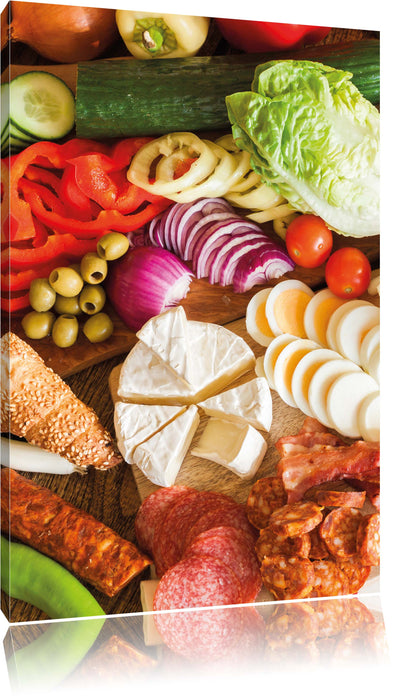 Pixxprint Brot Brötchen Frühstück Milch, Leinwandbild