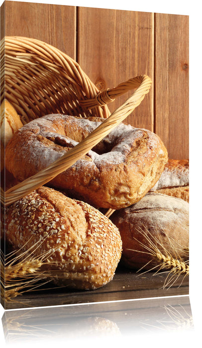 Pixxprint Brot Brötchen Frühstück Bäcker, Leinwandbild