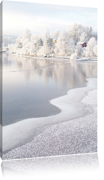 Pixxprint Winterlandschaft Wald Schnee, Leinwandbild