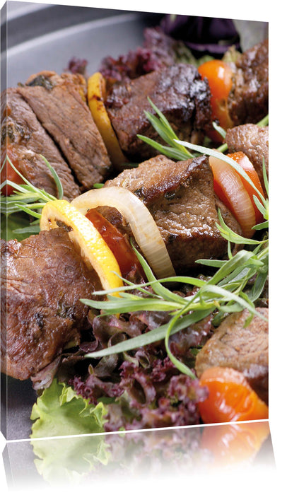 Pixxprint Schaschlik Fleischspieß, Leinwandbild
