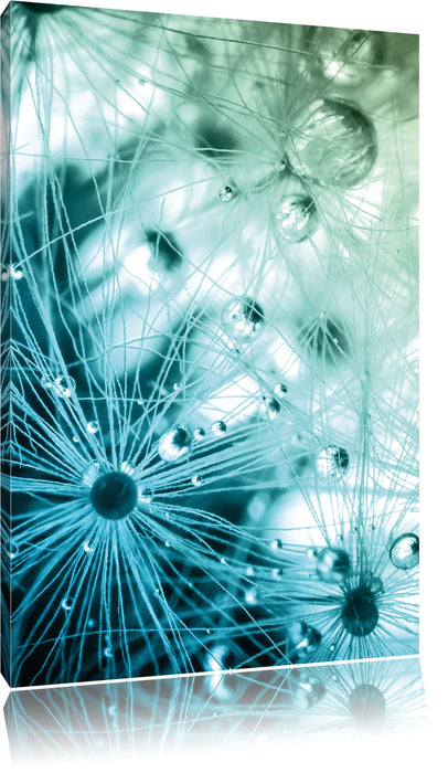 Pixxprint Glasperlen weißes Gras Abstrakt, Leinwandbild