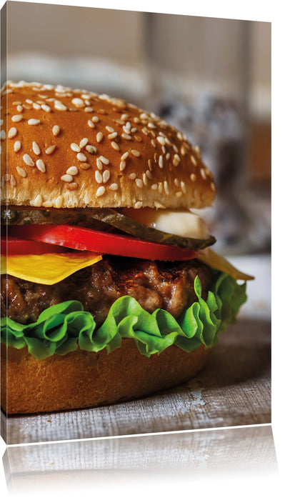 Pixxprint Hamburger Fast Food, Leinwandbild