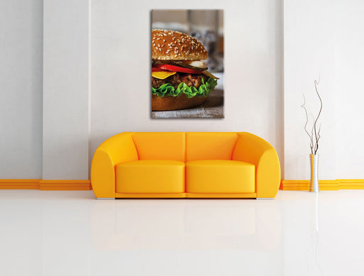 Hamburger Fast Food Leinwandbild über Sofa