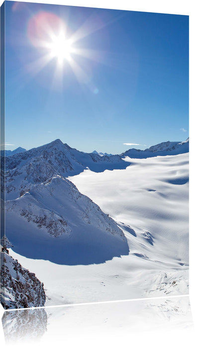 Pixxprint Winterlandschaft Schnee Sonne Wald, Leinwandbild