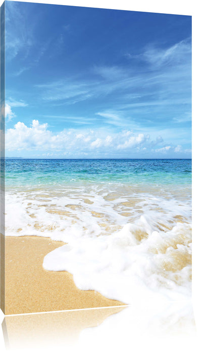 Pixxprint Sand Strand Wellen Sonne, Leinwandbild