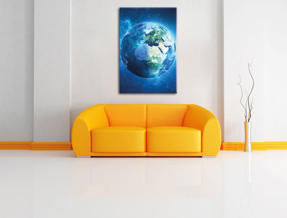 Erde im Universum Leinwandbild über Sofa